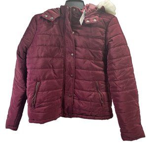 Ambiance Outerwear Women Puffer Jacket Size S Color Red Burgundy
